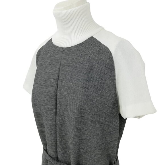 Vintage 70s Shift Dress Jacket Suit Set Size 16 Mock Neck 70s Jerrie Lurie Gray - Picture 5 of 14